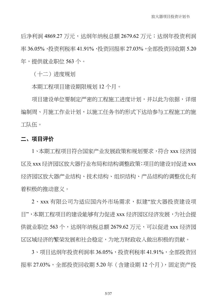 放大器项目投资计划书_第5页