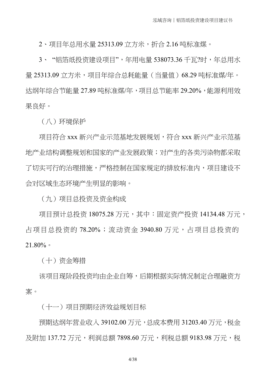 铝箔纸投资建设项目建议书_第4页