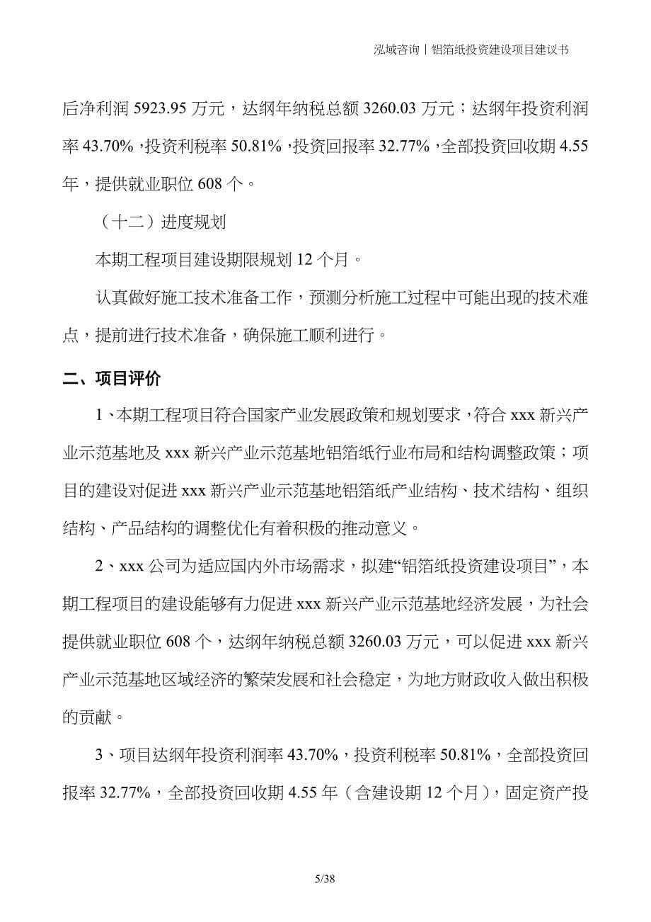 铝箔纸投资建设项目建议书_第5页