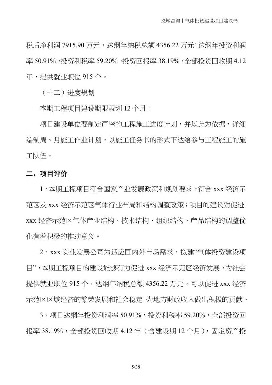 气体投资建设项目建议书_第5页