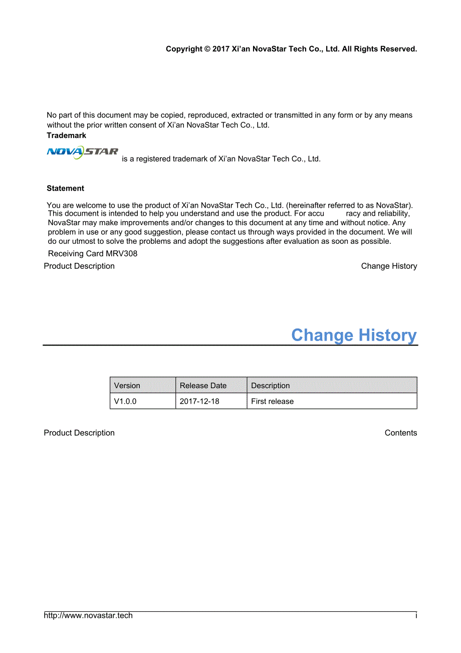 诺瓦科技LED透明屏接收卡MRV308详细参数说明书英语版_第3页