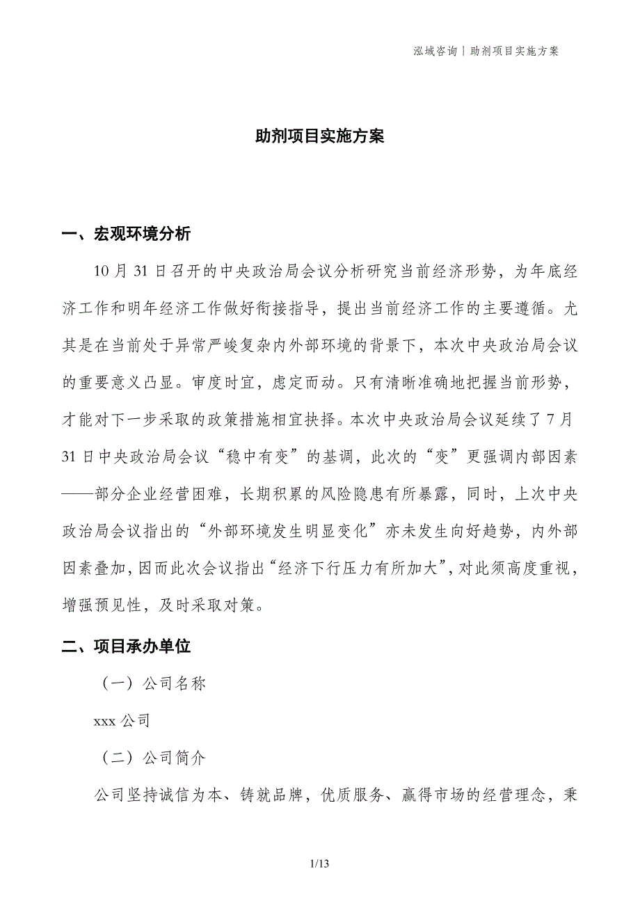 助剂项目实施方案_第1页