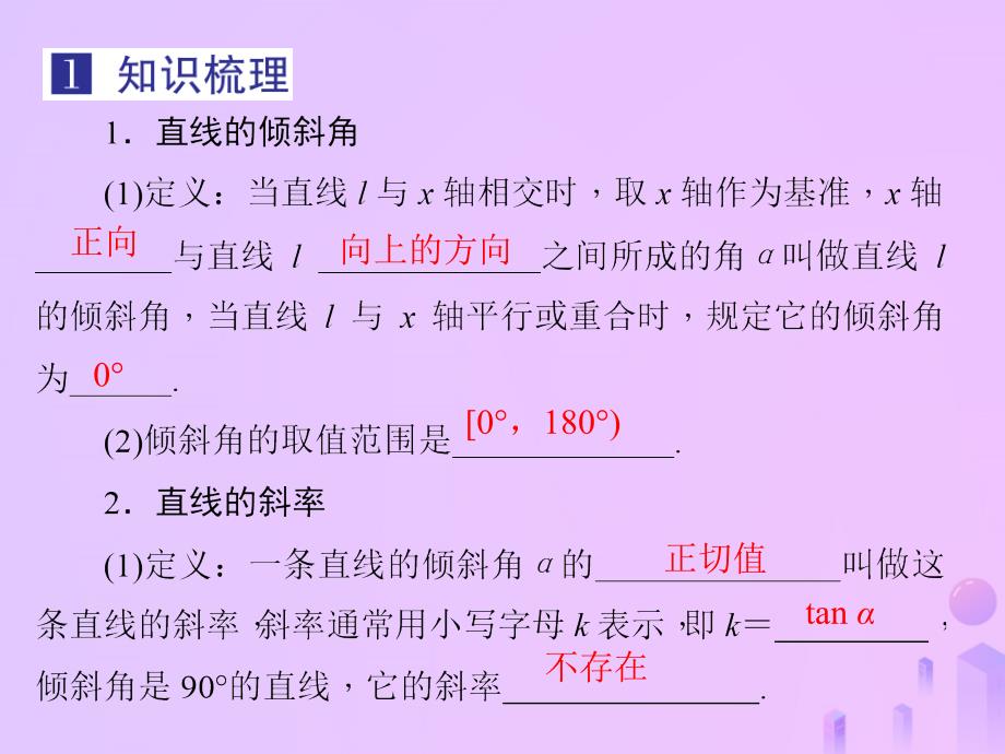 2019届高考数学总复习 第九单元 解析几何 第54讲 直线的方程课件_第3页