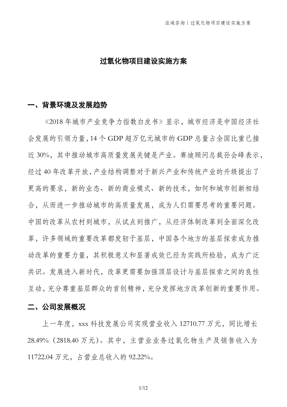 过氧化物项目建设实施方案_第1页