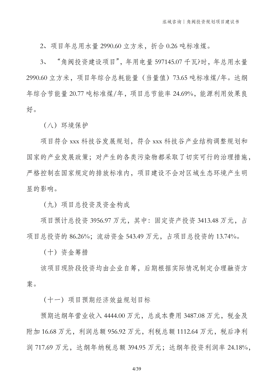 角阀投资规划项目建议书_第4页