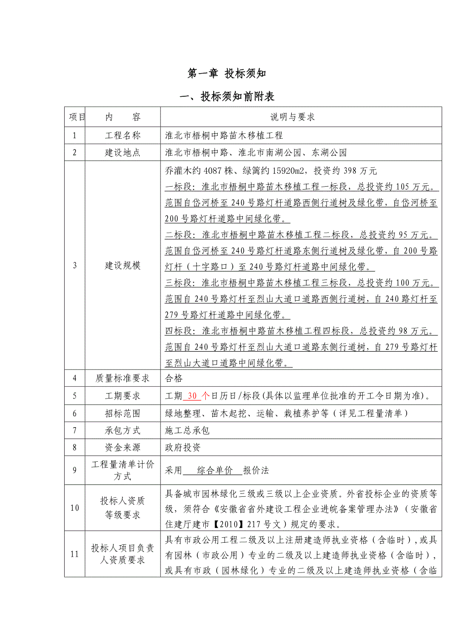 招标文件淮北市梧桐中路苗木移植工程_第3页