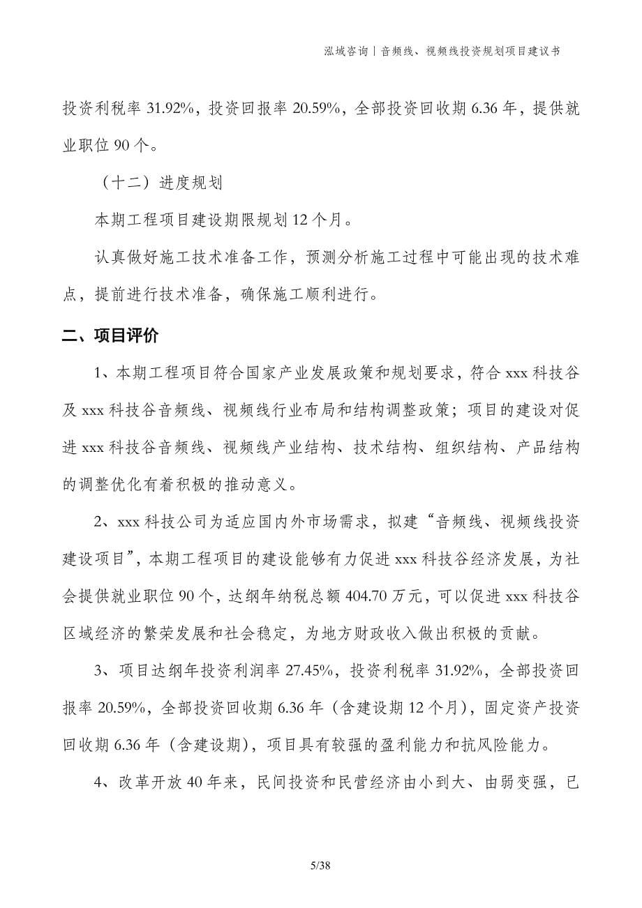 音频线、视频线投资规划项目建议书_第5页