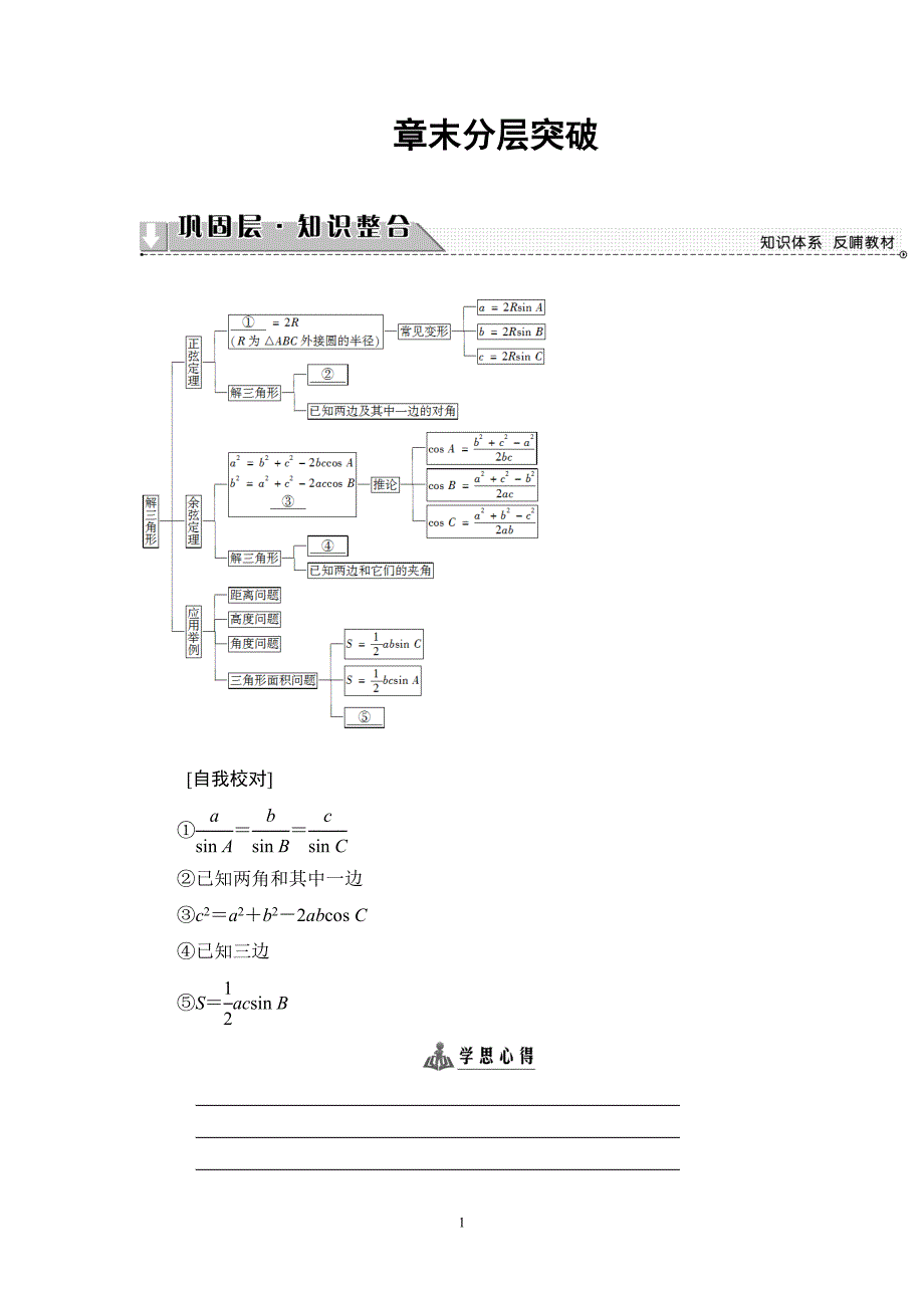 2017-2018学年人教b版必修5 解三角形 章末分层突破 学案_第1页