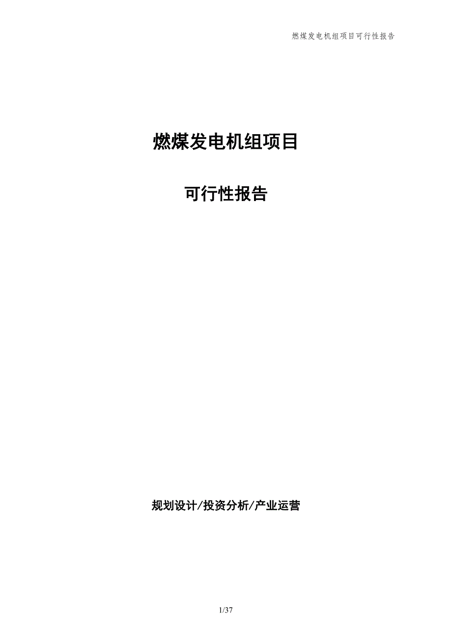 燃煤发电机组项目可行性报告_第1页