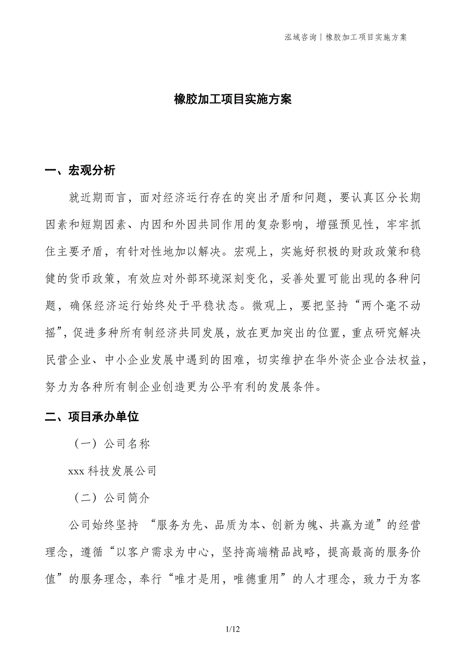 橡胶加工项目实施方案_第1页