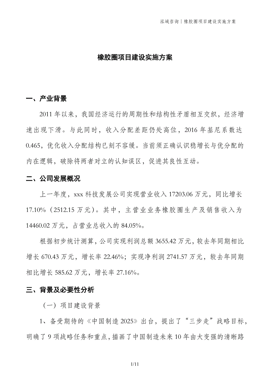 橡胶圈项目建设实施方案_第1页