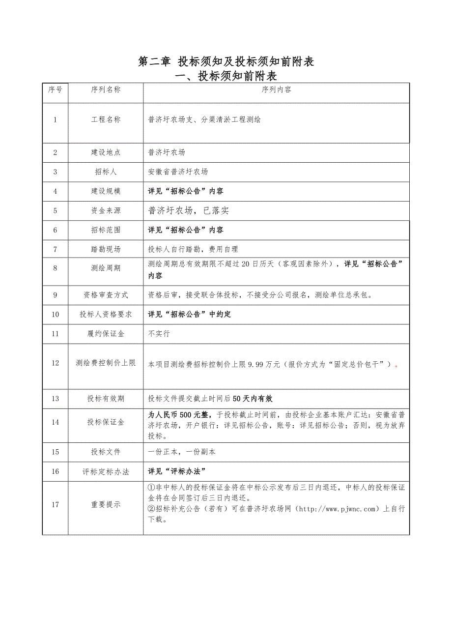 普济圩农场支分渠清淤工程项目测绘招标文件_第5页