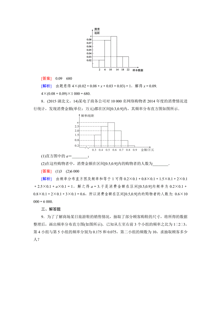 2016-2017学年人教b版必修三 2.2.1 用样本的频率分布估计总体的分布作业(1)_第3页