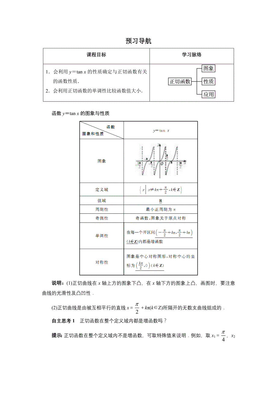 2016-2017学年人教b版必修4 余弦函数、正切函数的图象与性质第2课时 学案_第1页