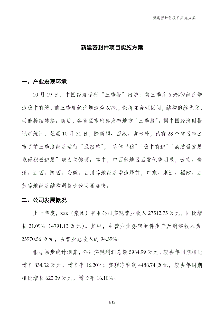 新建密封件项目实施方案_第1页