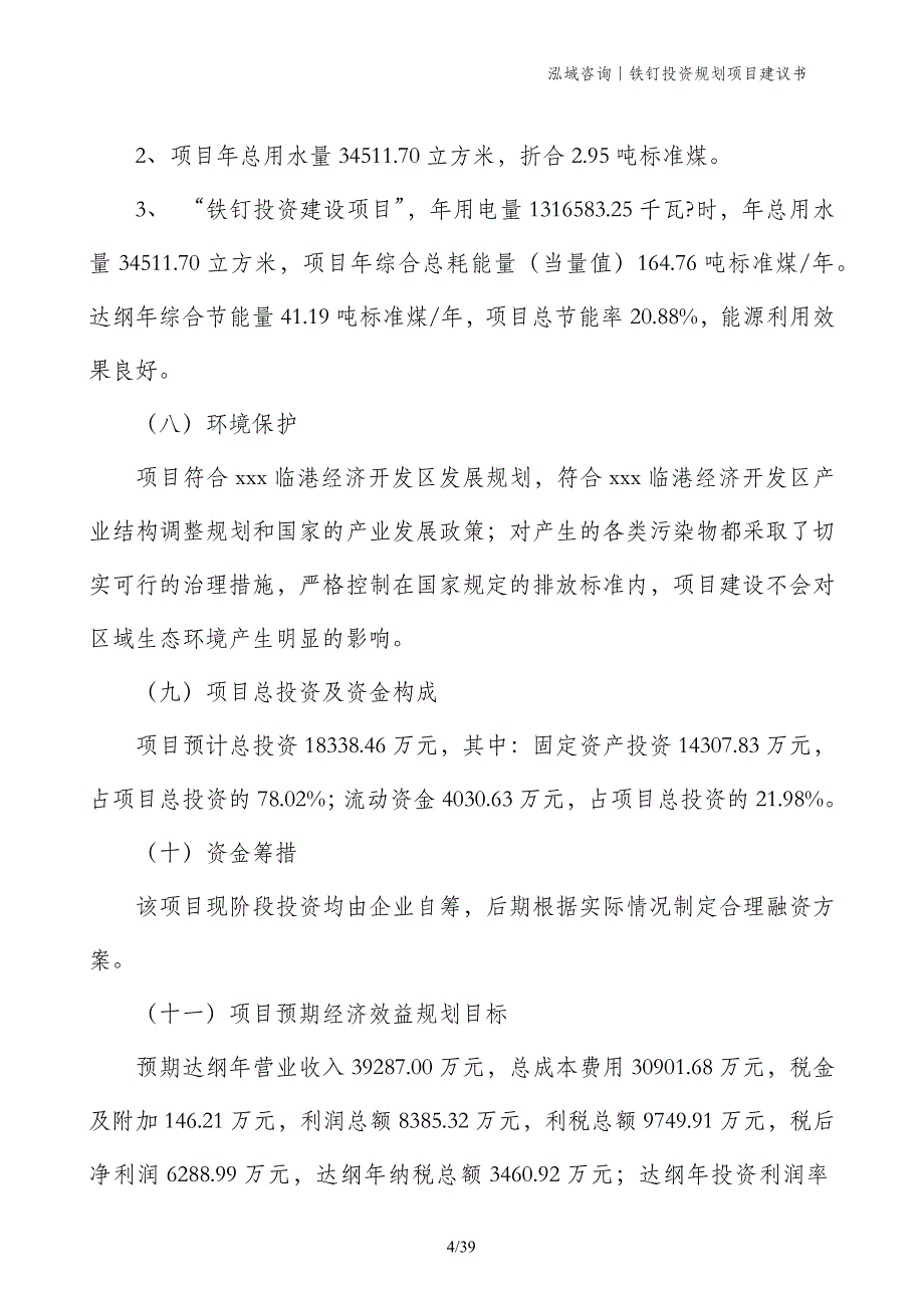 铁钉投资规划项目建议书_第4页