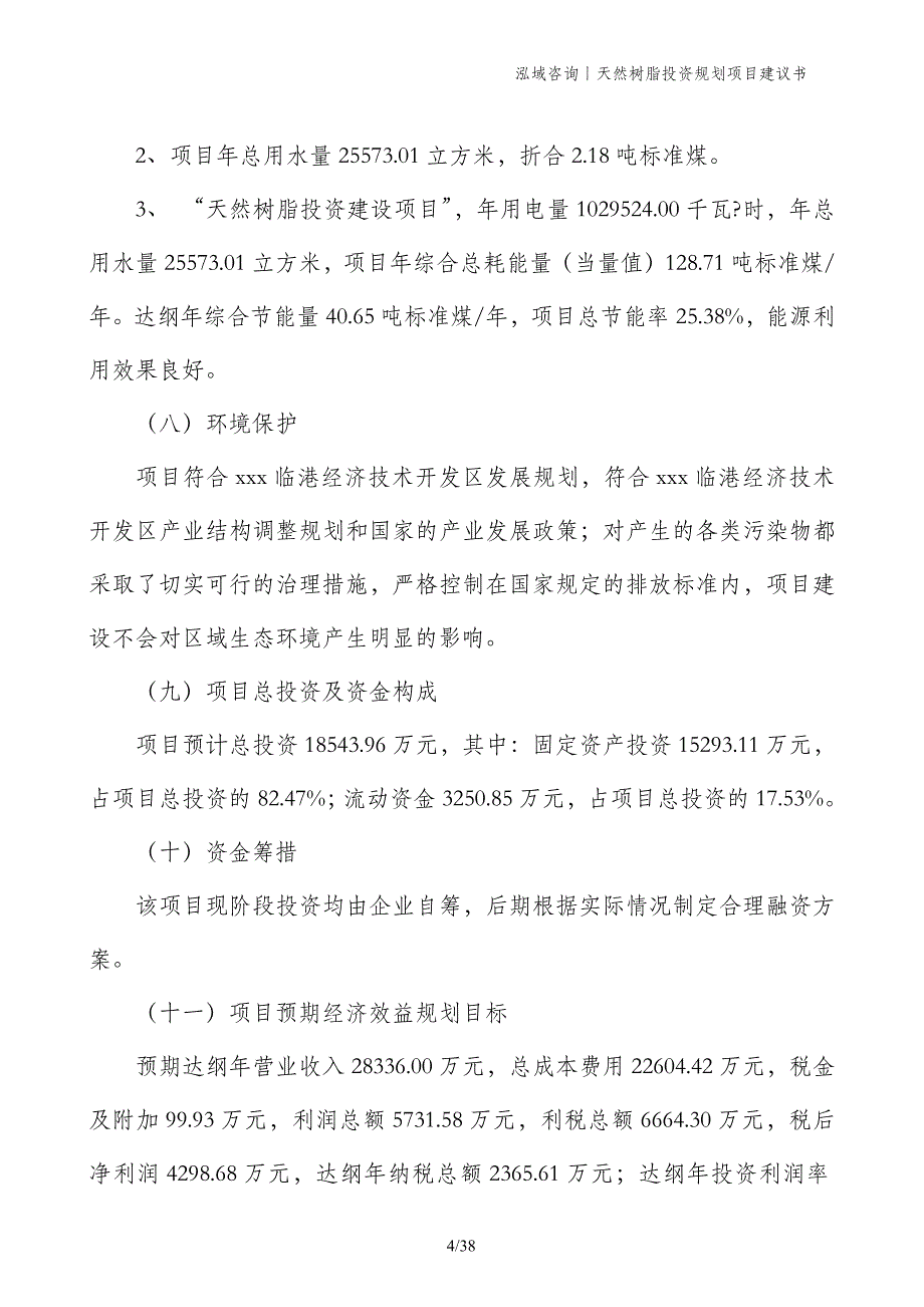 天然树脂投资规划项目建议书_第4页