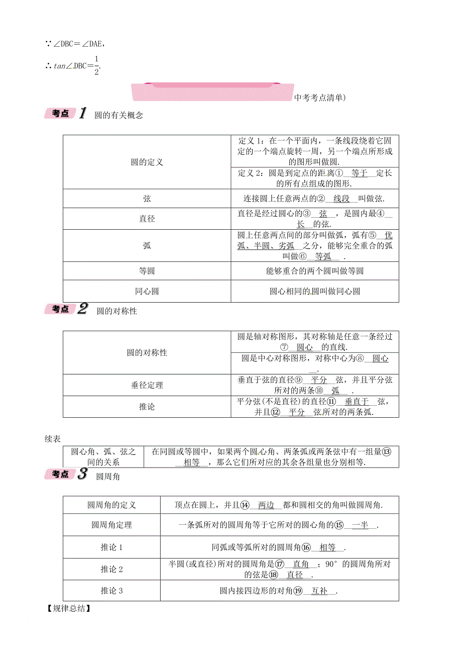 中考数学总复习 第一篇 教材知识梳理篇 第7章 圆 第1节 圆的有关概念及性质（精讲）试题_第3页