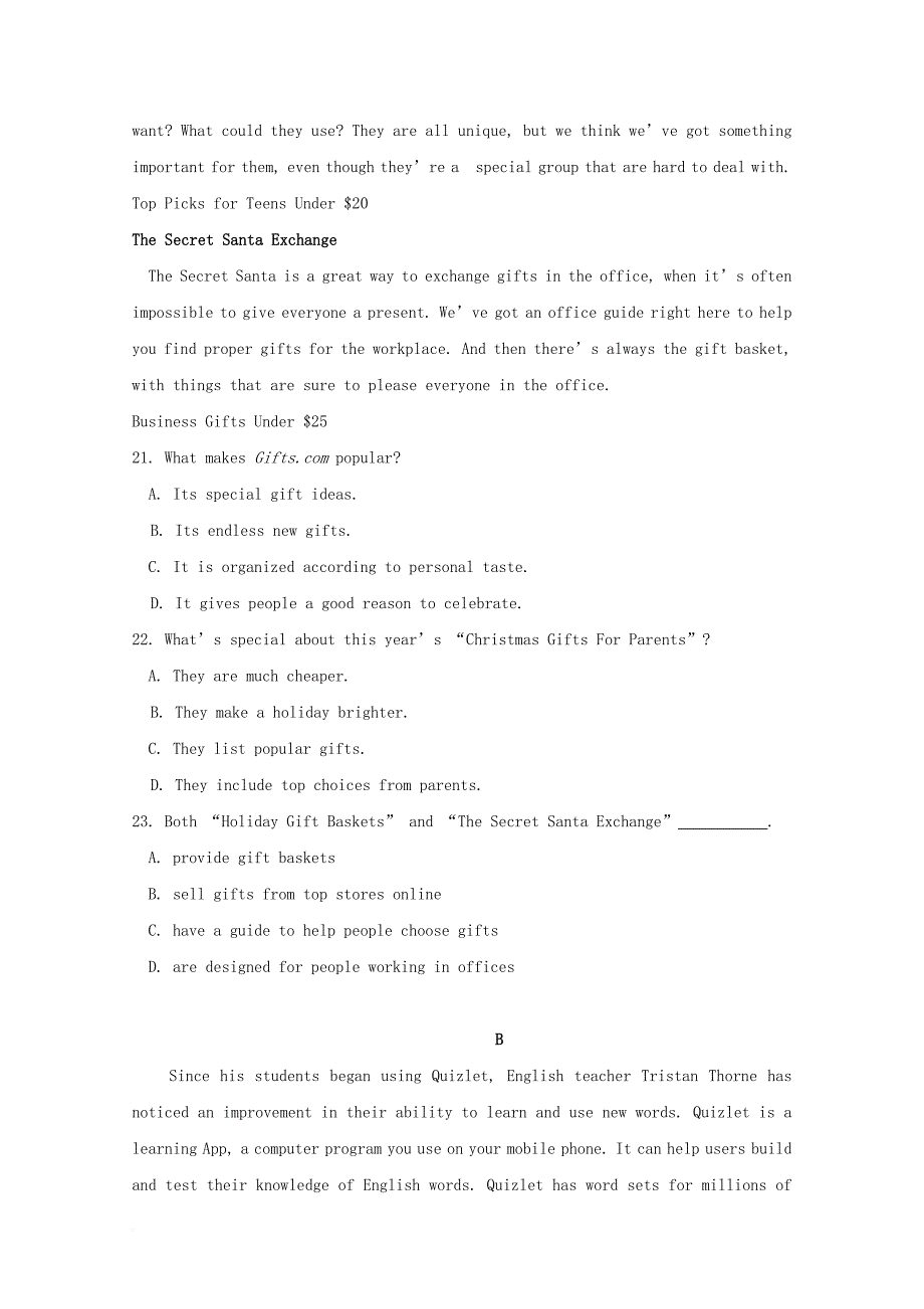 河南省商丘市2017_2018学年高一英语上学期第二次月考试题_第2页