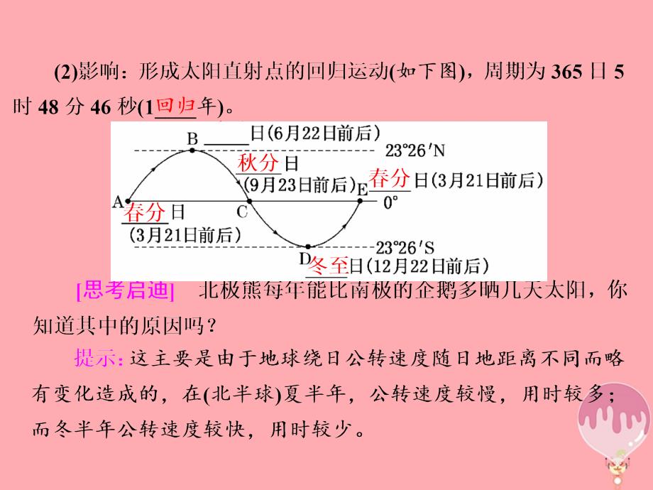 2017_2018学年高中地理第一单元从宇宙看地球第三节地球公转的地理意义第1课时地球的公转正午太阳高度的变化课件鲁教版必修1_第3页