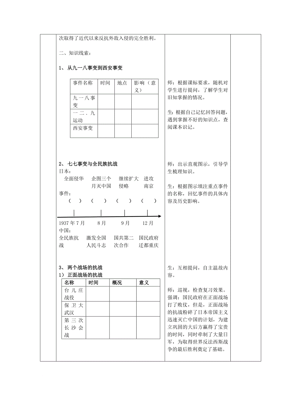 八年级历史上册 第六单元 中华民族的抗日战争复习教案 新人教版_第2页