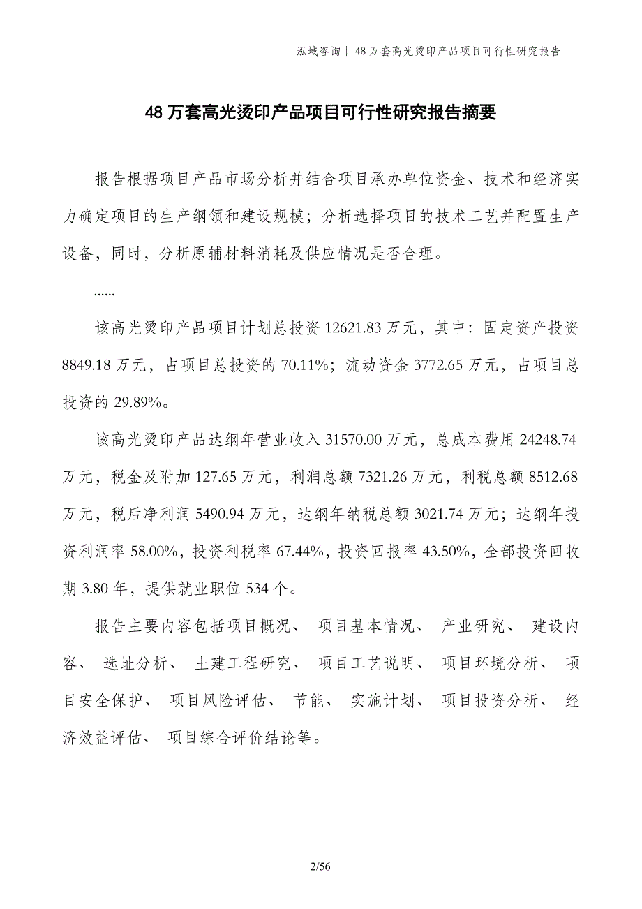 48万套高光烫印产品项目可行性研究报告_第2页