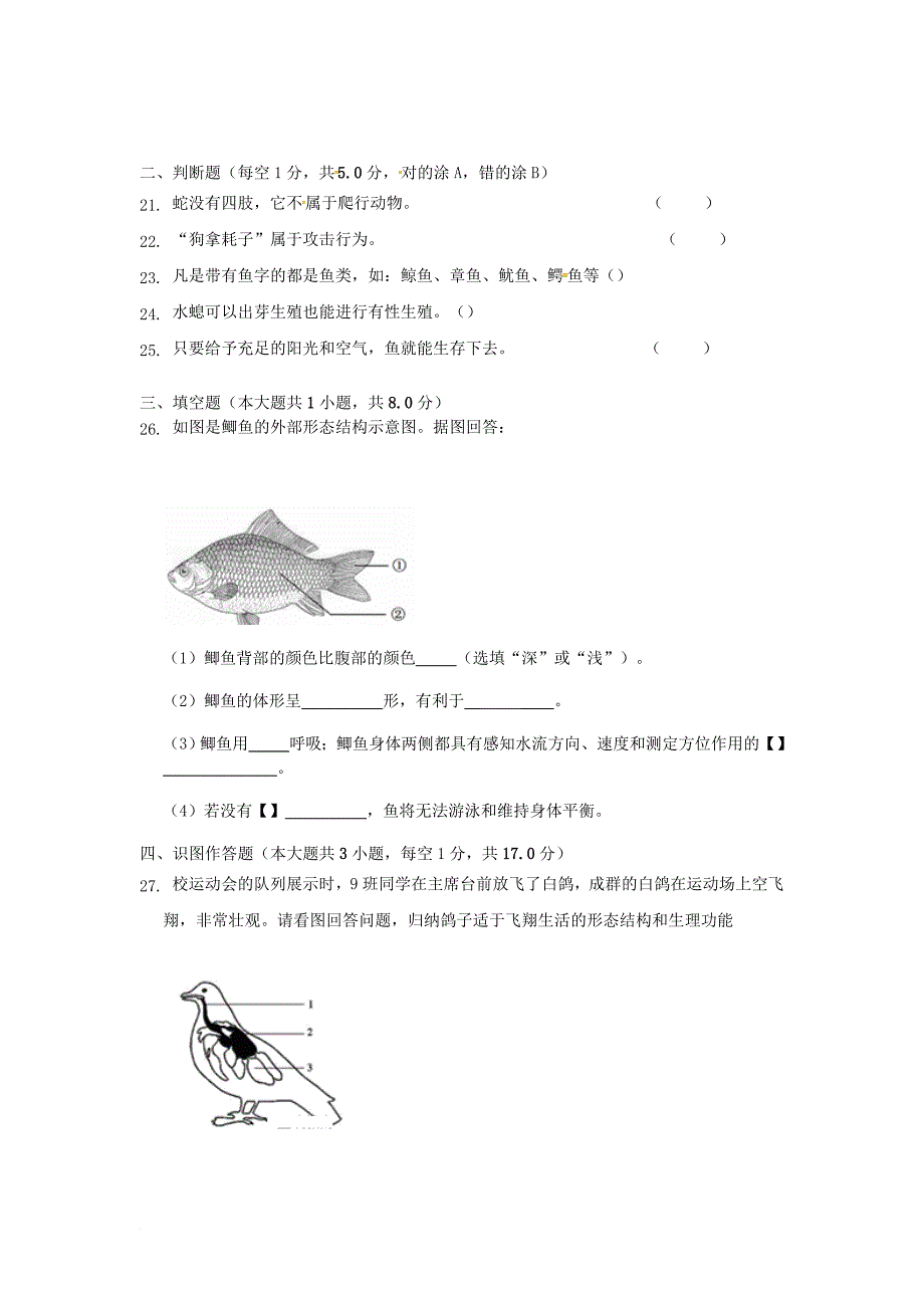 八年级生物上学期期中试题 新人教版31_第3页