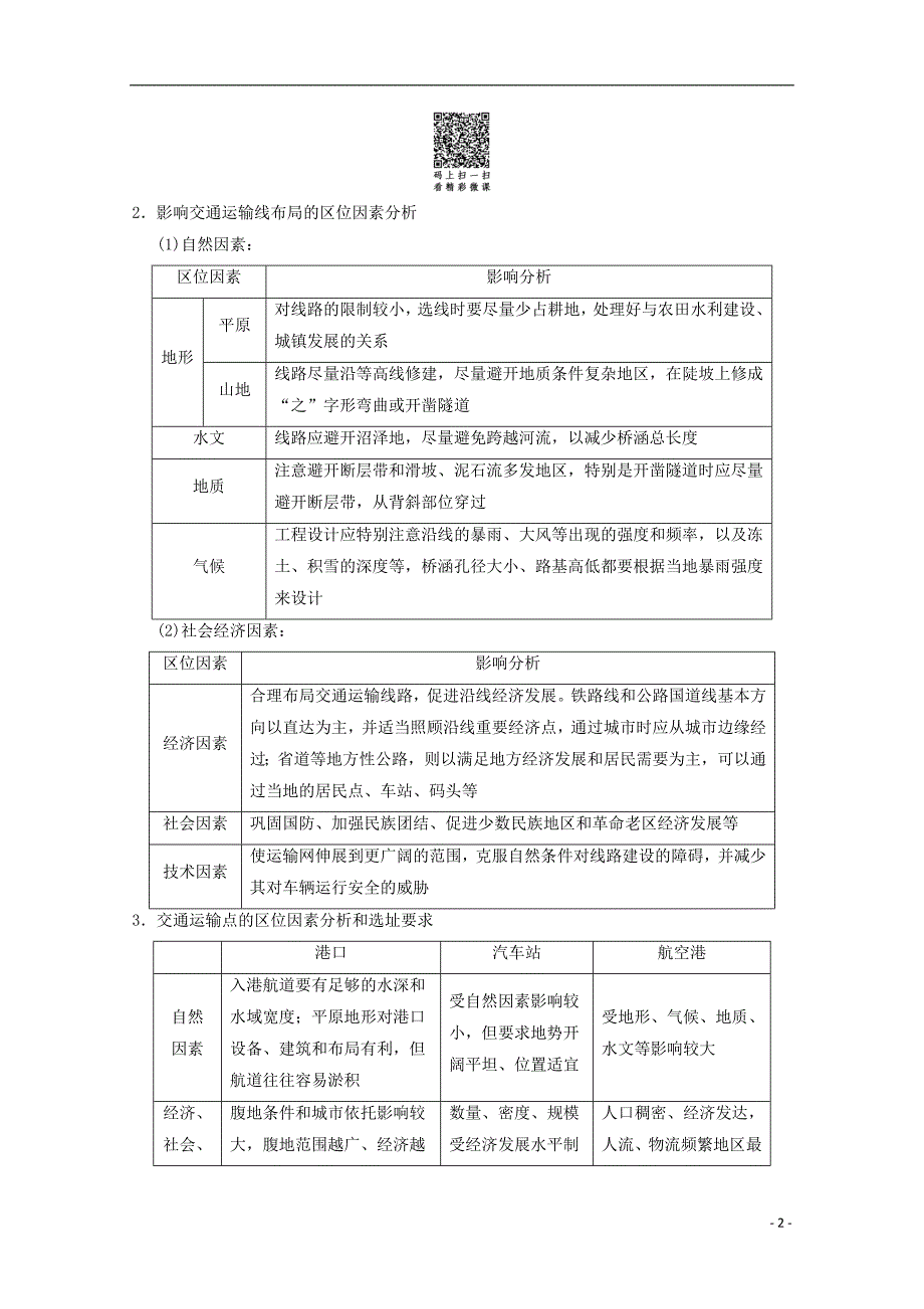 2019届高考地理一轮复习第7章区域产业活动第4节交通运输布局及其对区域发展的影响学案新人教版_第2页