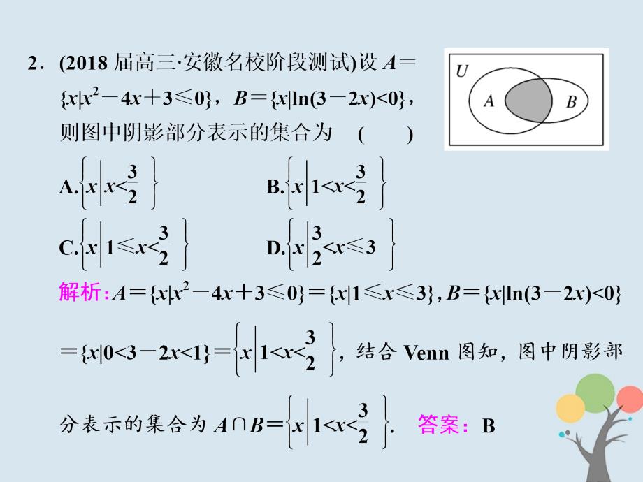 2018届高考数学二轮复习第一部分层级一45分的基础送分专题一集合与常用逻辑用语课件文_第3页