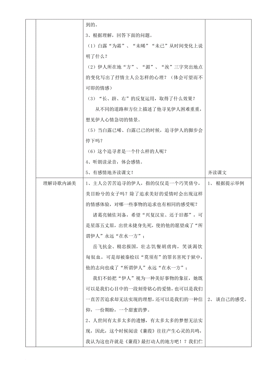 九年级语文下册 第六单元 24《诗经》两首《蒹葭》教案 （新版）新人教版_第4页