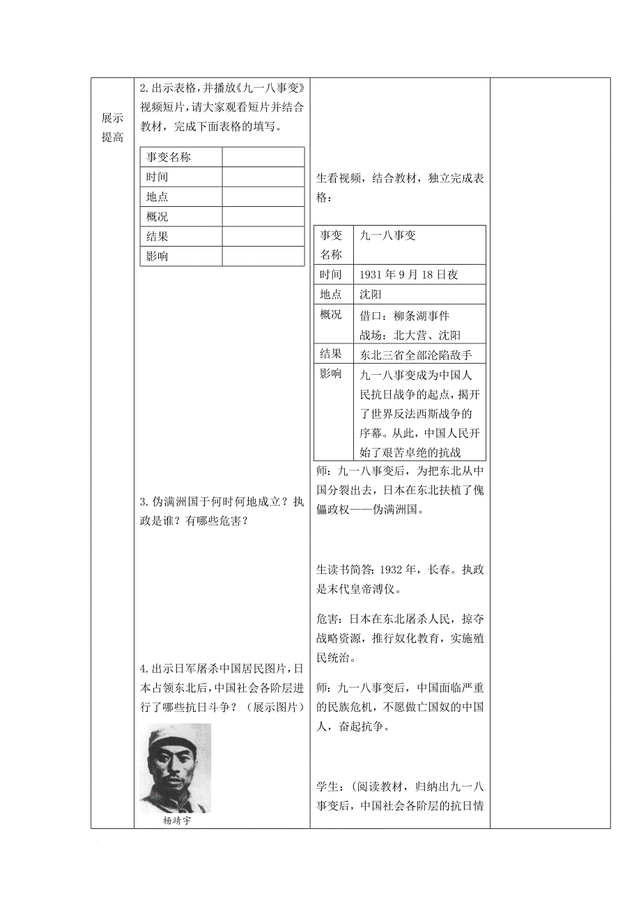 八年级历史上册 第六单元 中华民族的抗日战争 第18课 九一八事变和西安事变教案 新人教版_第3页