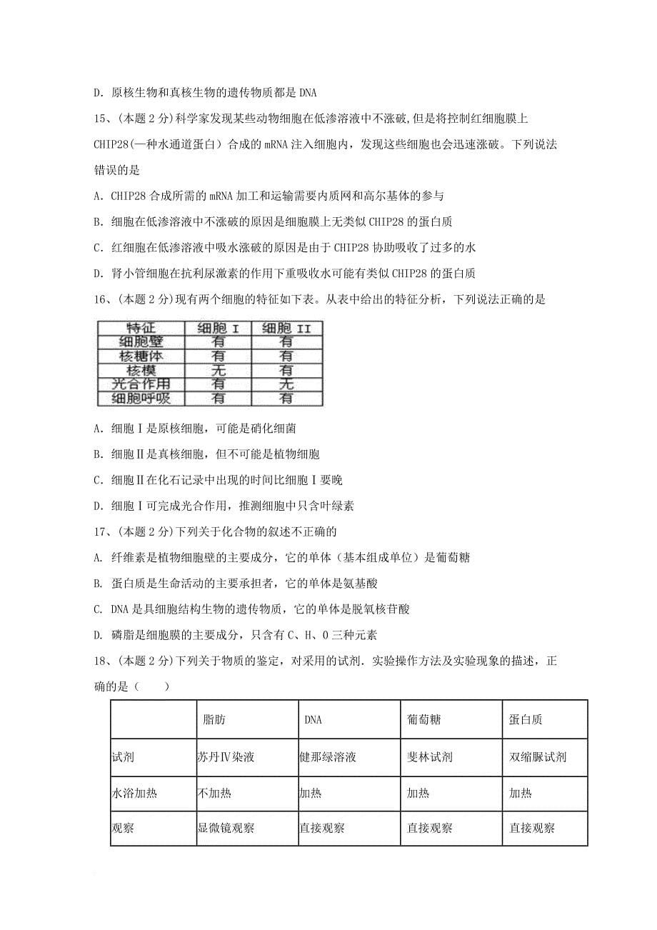 云南省昆明市2018届高三生物上学期第二次月考试题_第5页