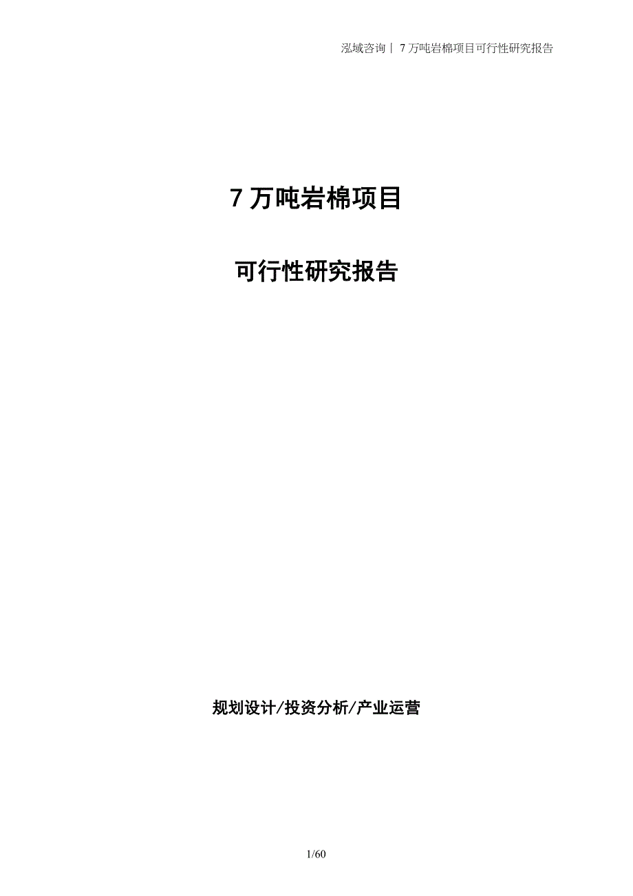 7万吨岩棉项目可行性研究报告_第1页