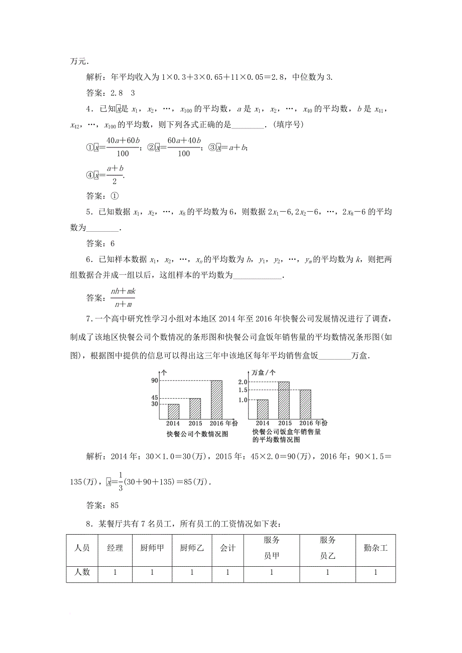 2017_2018学年高中数学课时跟踪检测十三平均数及其估计苏教版必修3_第3页