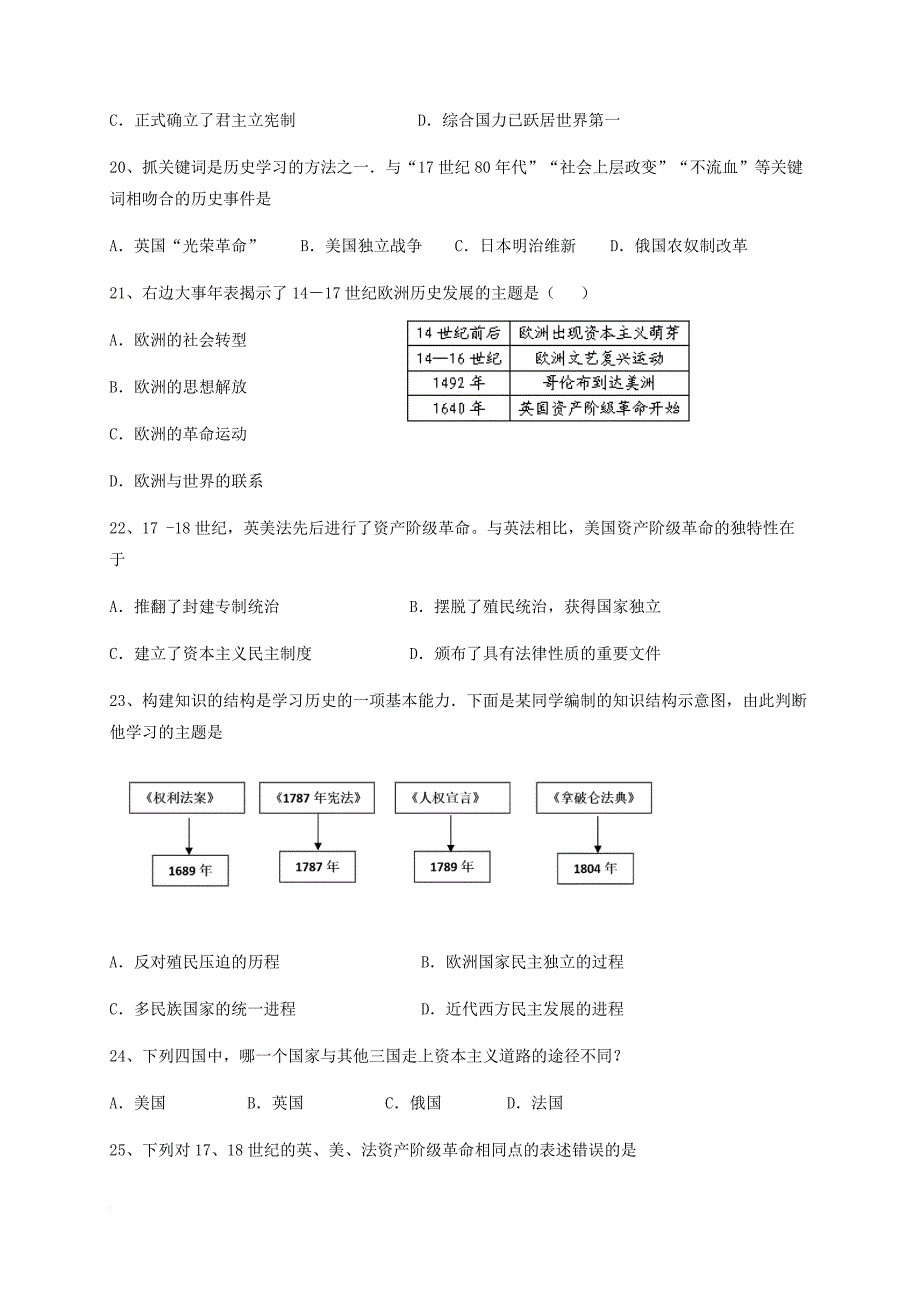 九年级历史上学期期中试题 新人教版17_第4页