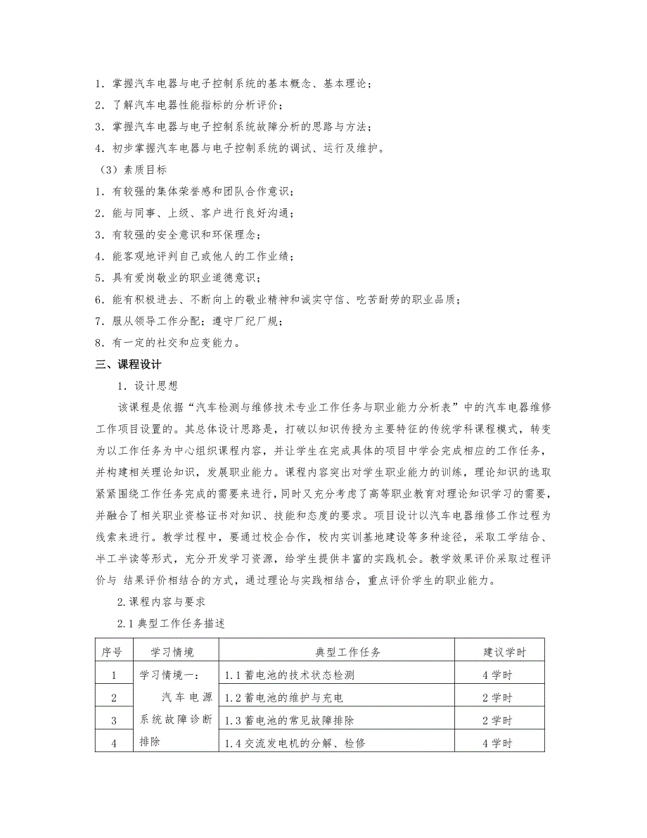 汽车电器设备构造及维修课程标准_第3页