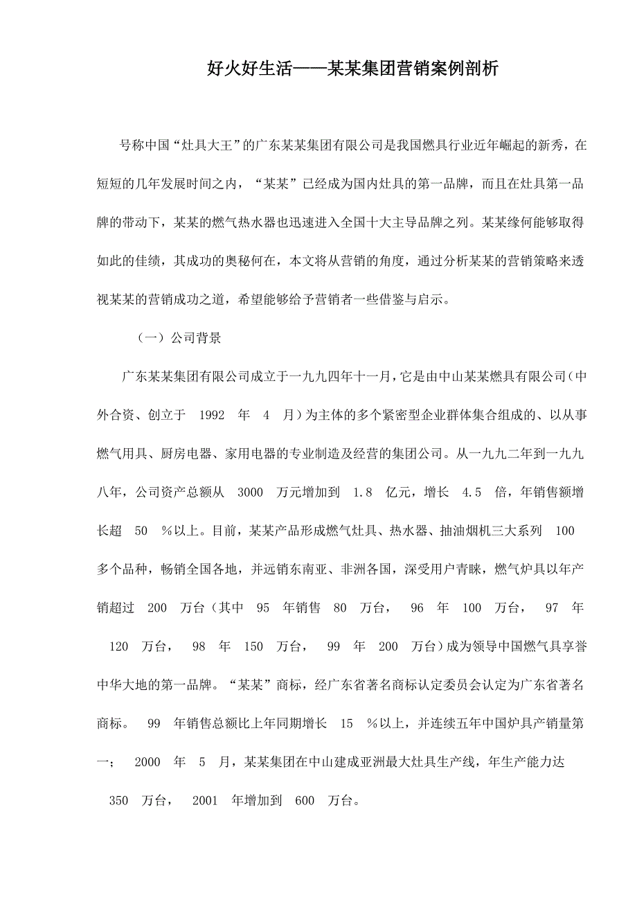 好火好生活——某某集团营销案例剖析_第1页