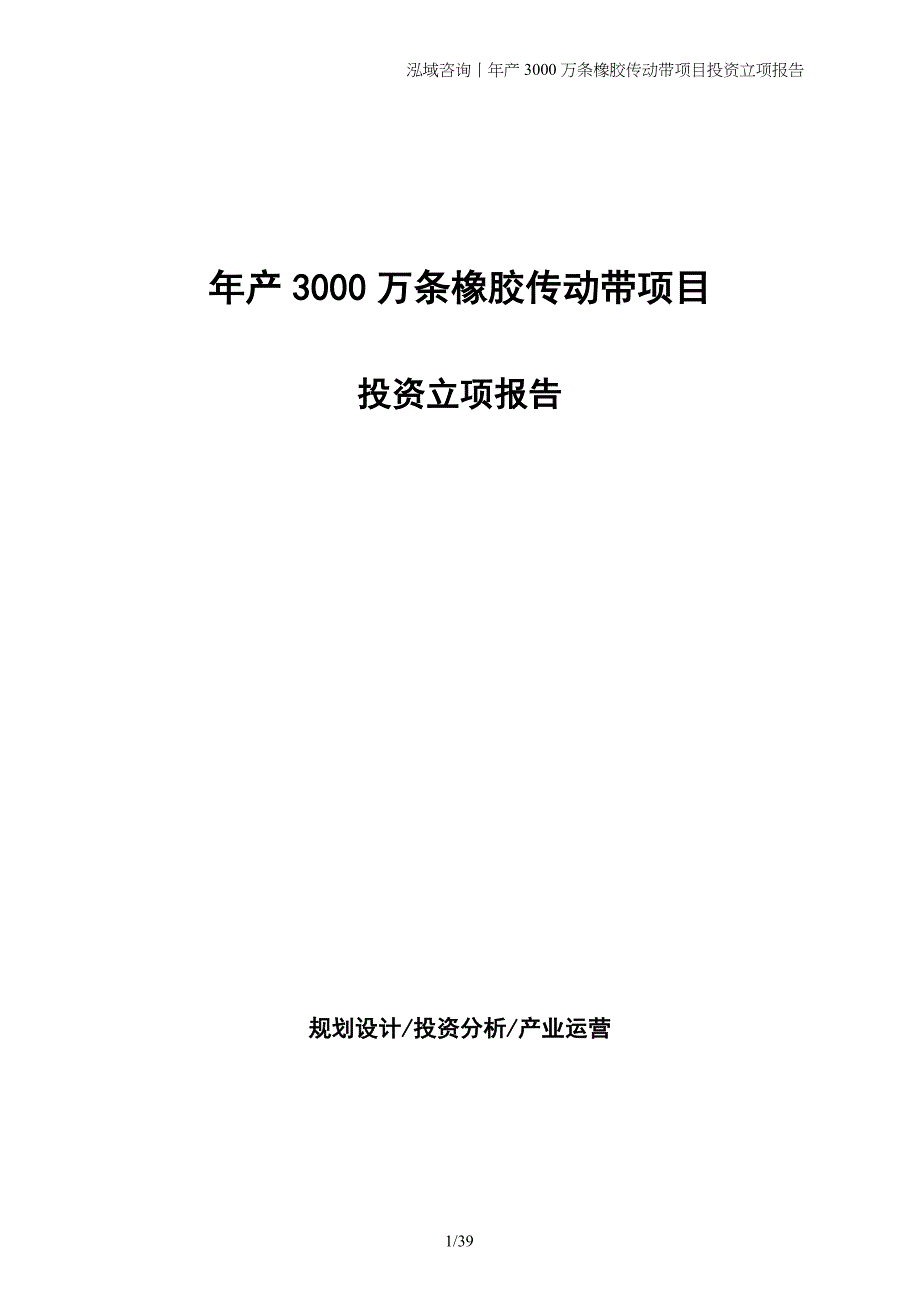 年产3000万条橡胶传动带项目投资立项报告_第1页