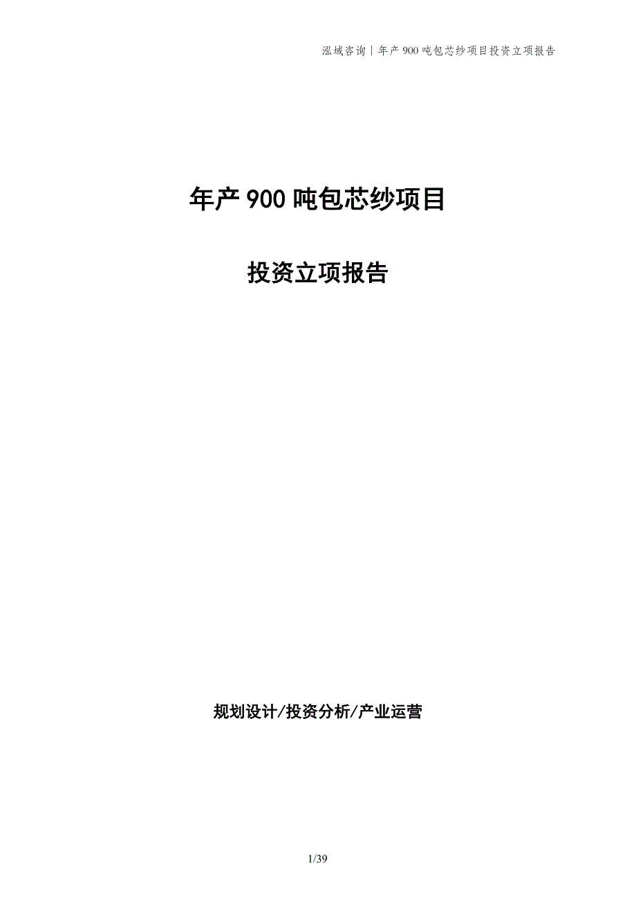 年产900吨包芯纱项目投资立项报告 (1)_第1页