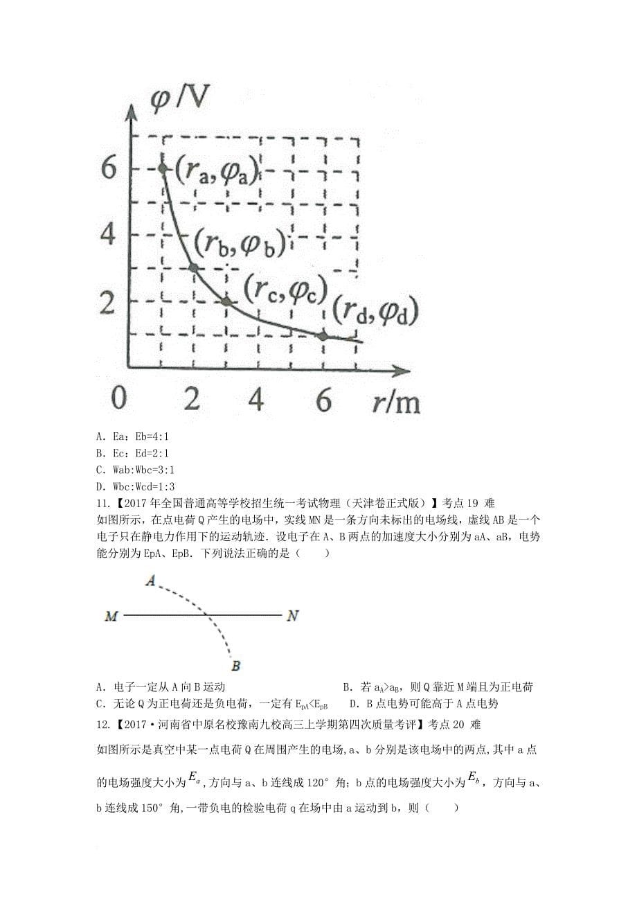 高考物理 专题七 电场专项练习_第5页