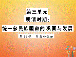 七年级历史下册第三单元明清时期：统一多民族国家的巩固与发展第14课明朝的统治习题课件新人教版