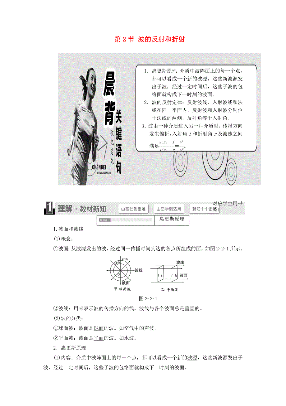 高中物理 第2章 机械波 第2节 波的反射和折射教学案 鲁科版选修3-4_第1页