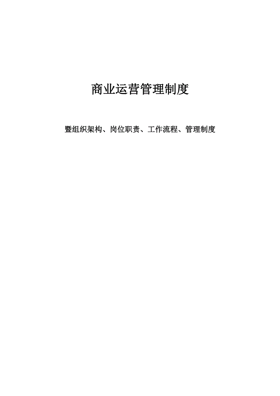 商业运营全套管理制度(架构岗位职责工作流程管理制度)_第1页