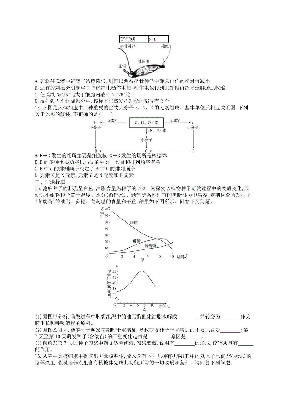 高考生物 专题训练1 细胞的分子组成_第3页