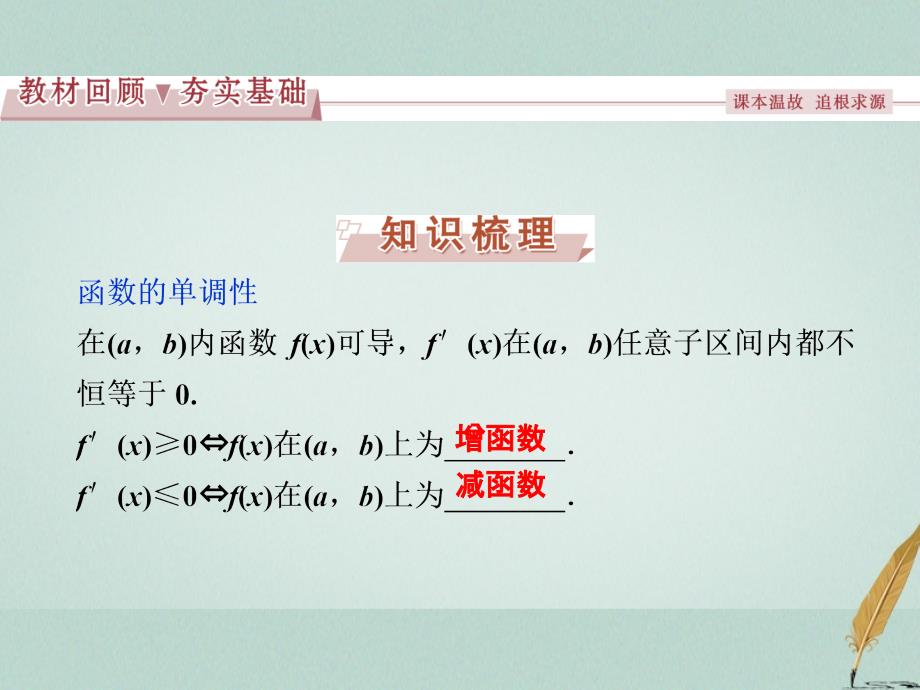 高考数学一轮复习 第2章 基本初等函数、导数及其应用 第12讲 导数与函数的单调性课件 文 北师大版_第2页