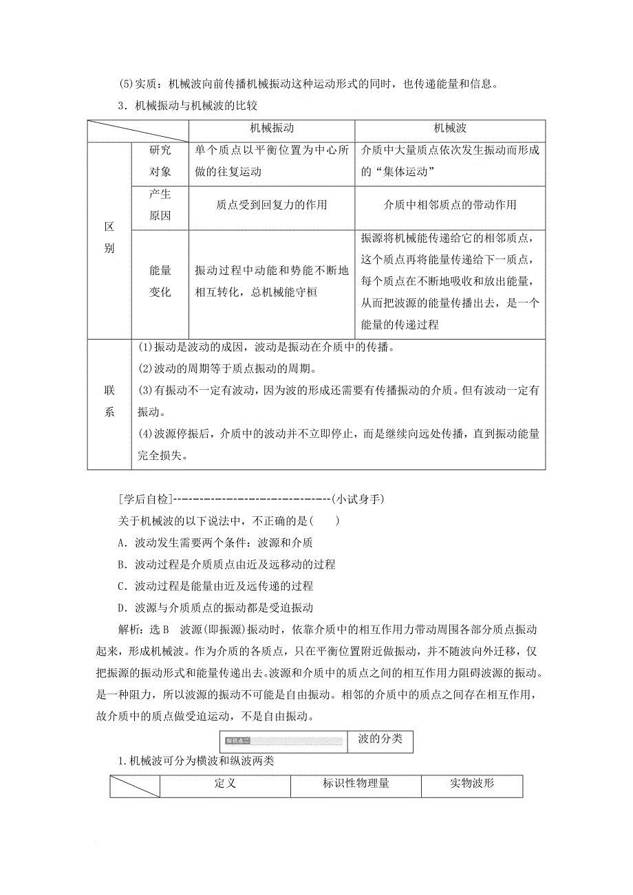 高中物理 第2章 机械波 第1节 波的形成和描述教学案 鲁科版选修3-4_第2页