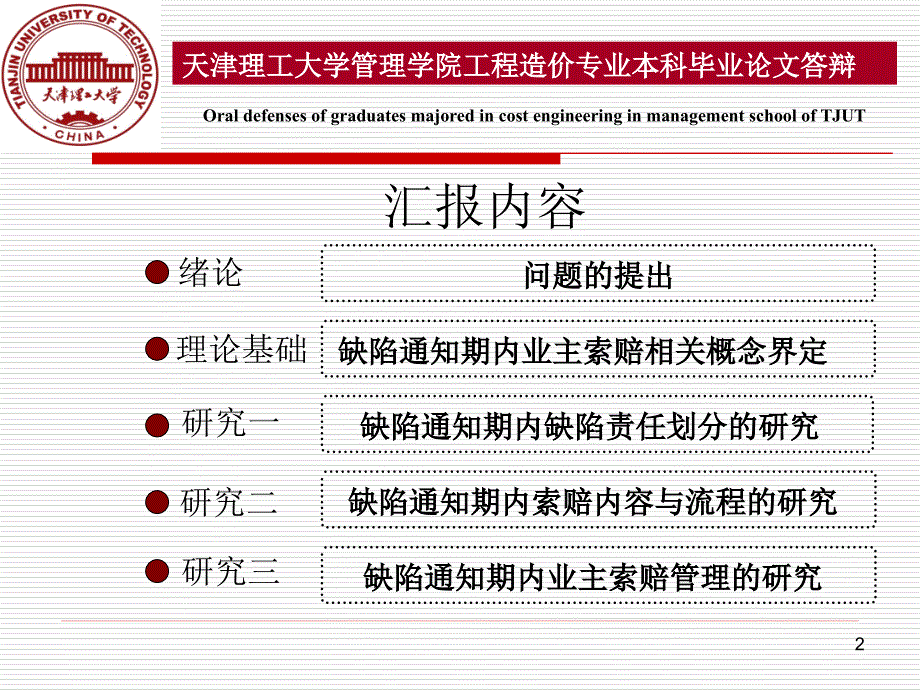 工程造价 毕业答辩——99版FIDIC施工合同下缺陷通知期内 业主的索赔研究_第2页