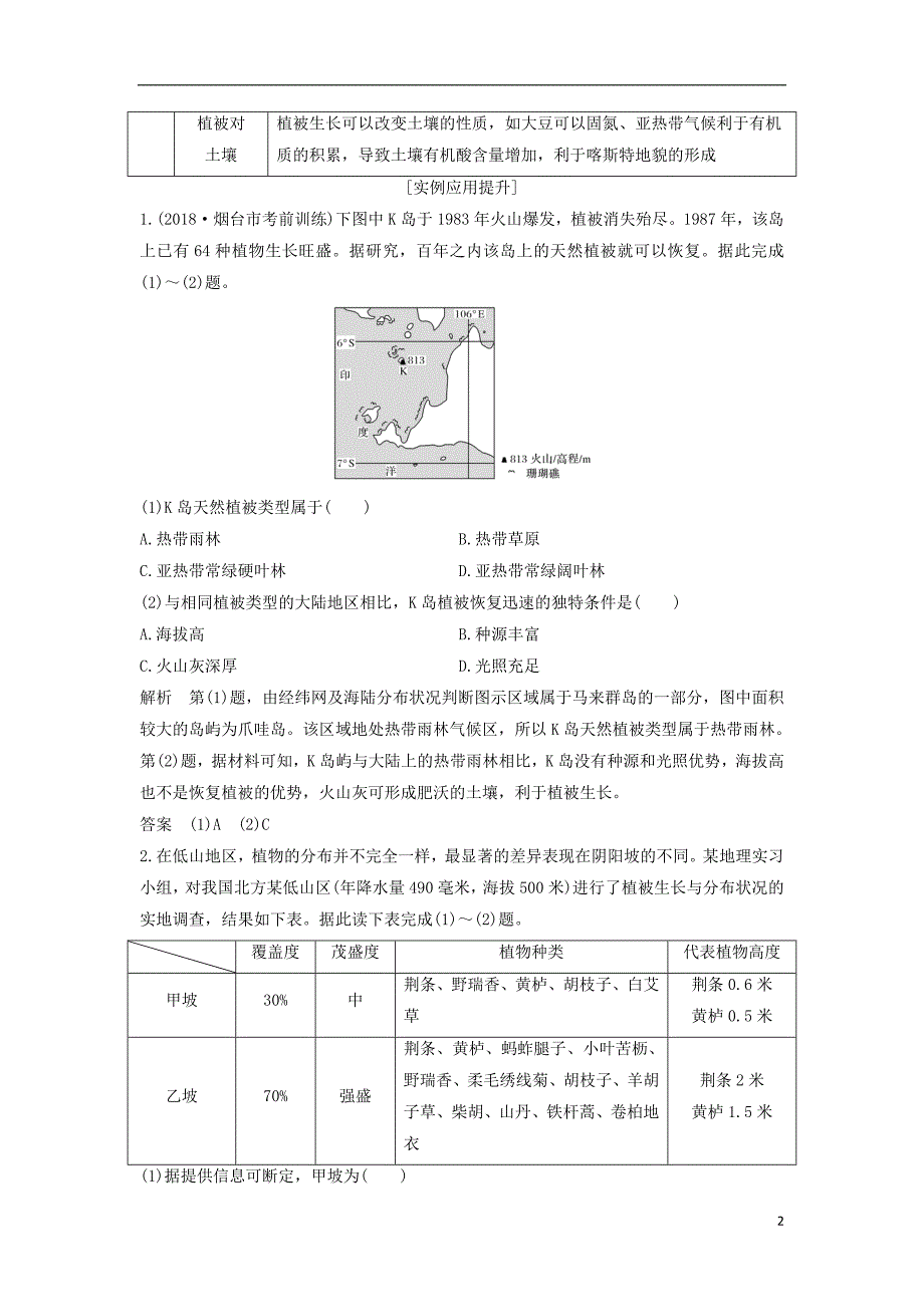 2019版高考地理二轮专题复习 第二部分 微专题 微专题三 植被类型及分布学案_第2页