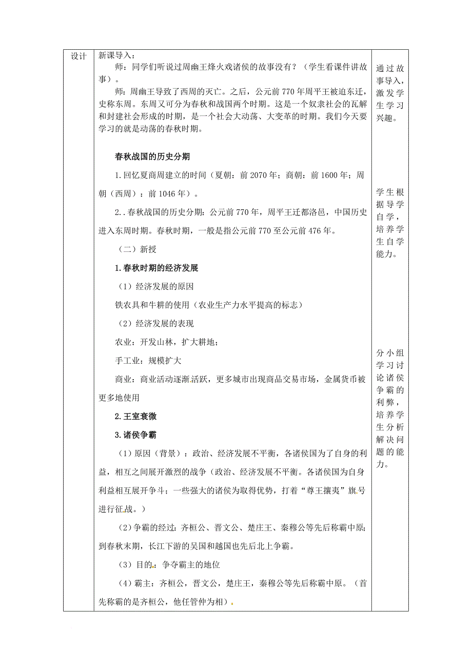 七年级历史上册 第6课 动荡的春秋时期罗教学设计 新人教版_第2页