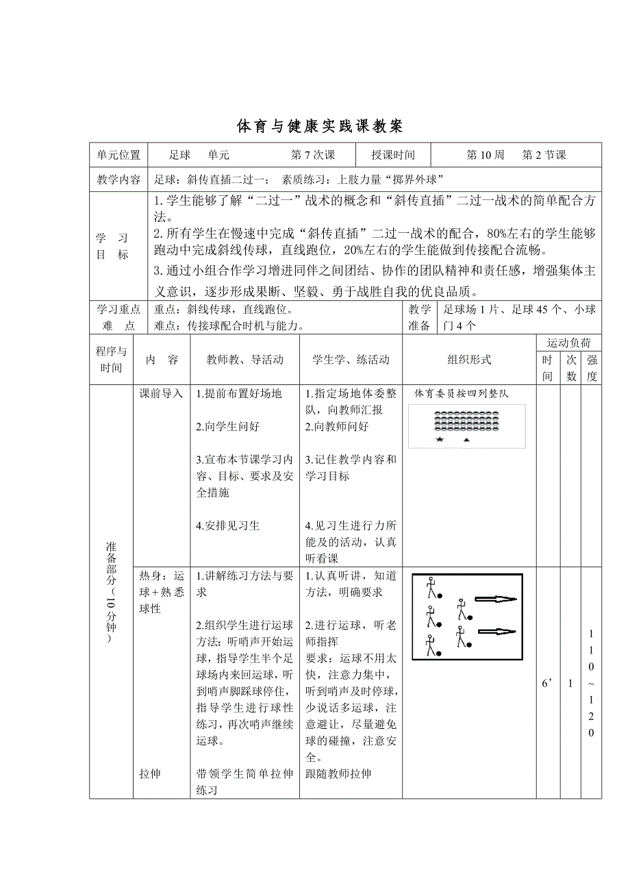 足球斜传直插二过一战术教学设计_第2页